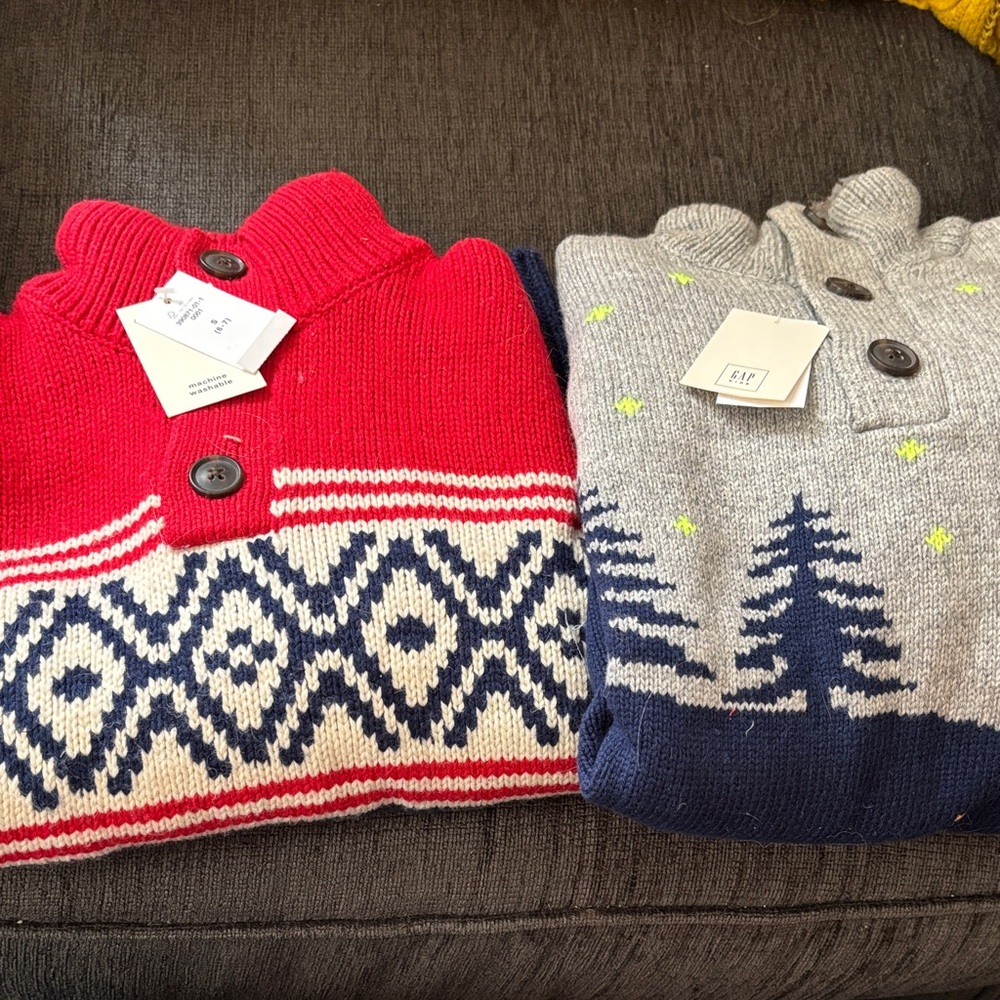 Two (2) GAP Kids Patterned Sweaters - Boys S (6-7)